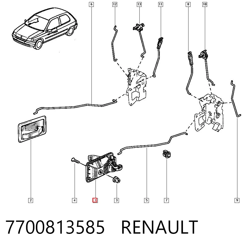 7700813585 Renault (RVI) Ручка дверей лівих, внутрішня, перед/зад