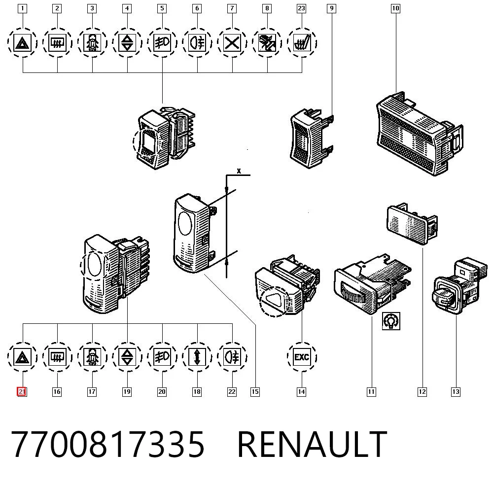 7700817335 Renault (RVI) Аварійна кнопка