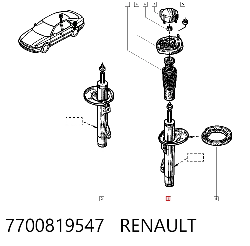 Амортизатор задній Renault Safrane 1