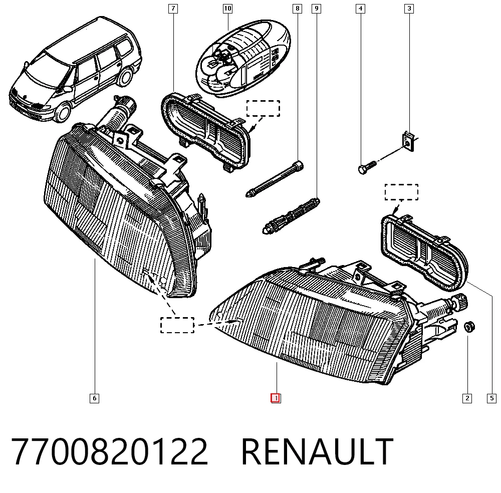 Фара ліва передня Renault Espace III мінівен (JE) (1997 - 2003) ціна, від 22.65 USD