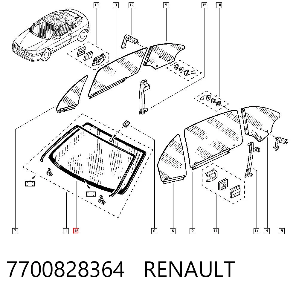 Скло лобове Renault Megane 1 EA0, EA1
