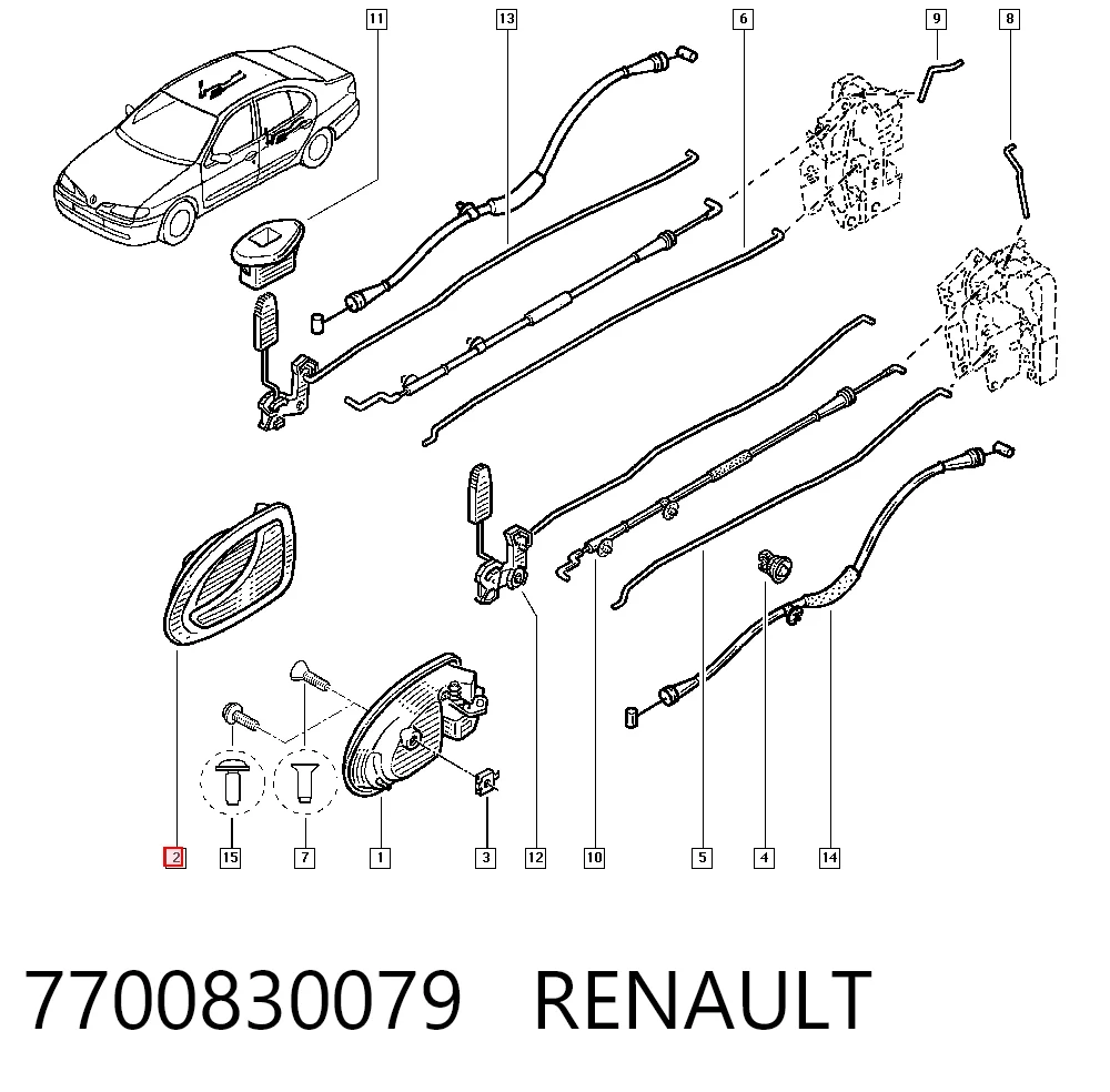 7700830079 Renault (RVI) Ручка двері правою внутрішня перед/зад