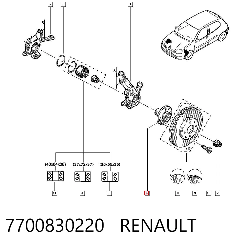 Маточина колеса передня Renault Megane SCENIC мінівен (JA0, JA1) (1996 - 2001) ціна, від 16.13 USD
