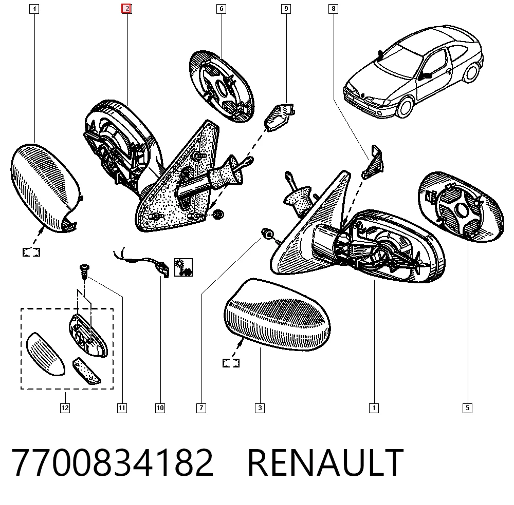 Праве бокове дзеркало Renault Megane I
