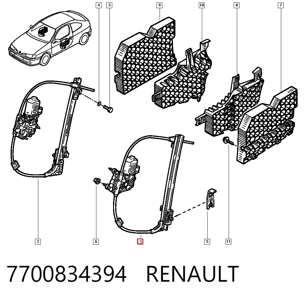 Механізм стеклопідйомника дверей передніх, лівих Polcar 6007PSG1