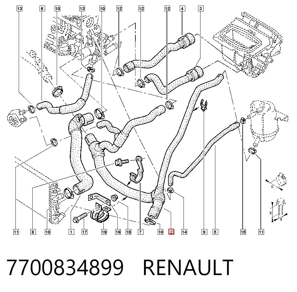 Шланг/патрубок системи охолодження Renault Clio II хетчбек (BB, CB) (1998 - 2010) ціна, від 38.35 USD