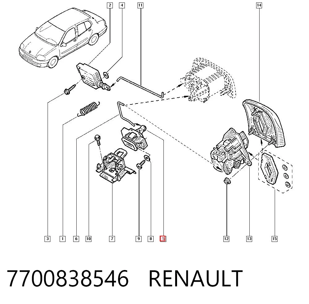 7700838546 Renault (RVI) Замок п'ятих дверей