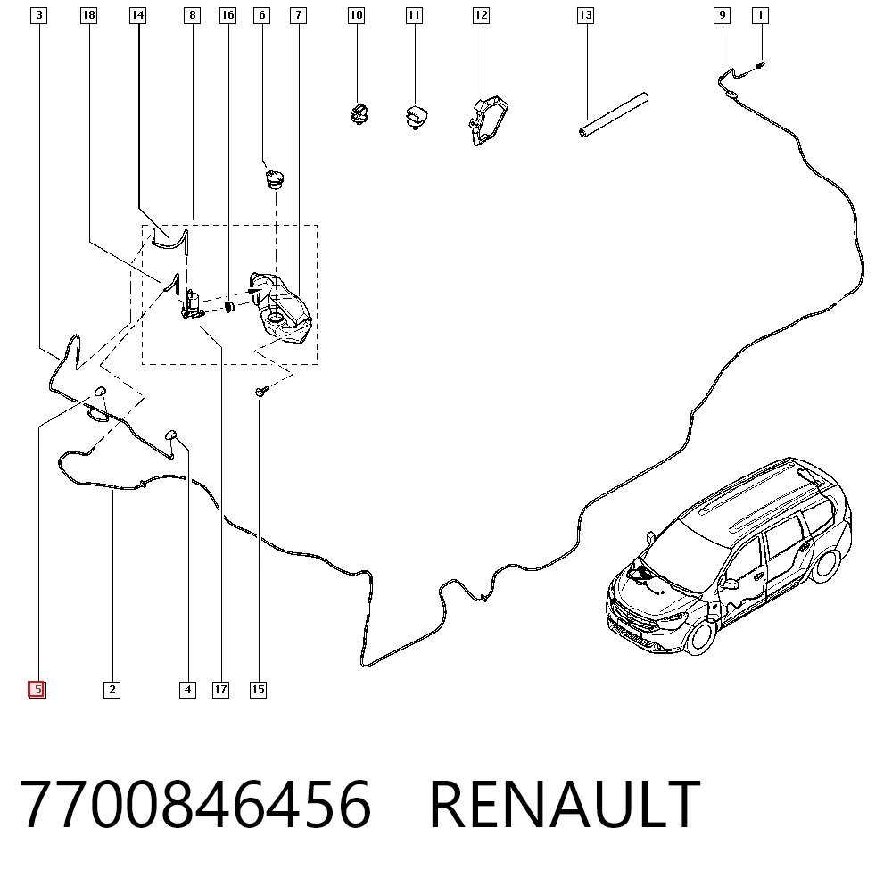 7700846456 Renault (RVI) Сопло склоомивача вітрового скла