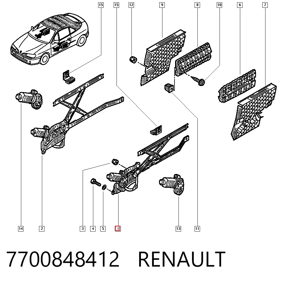 Механізм стеклопідйомника дверей передніх, лівих Renault Megane I