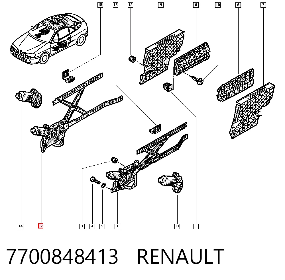 Купити Механізм склопідіймача двері передньої, правої Renault Megane I EA0, EA1