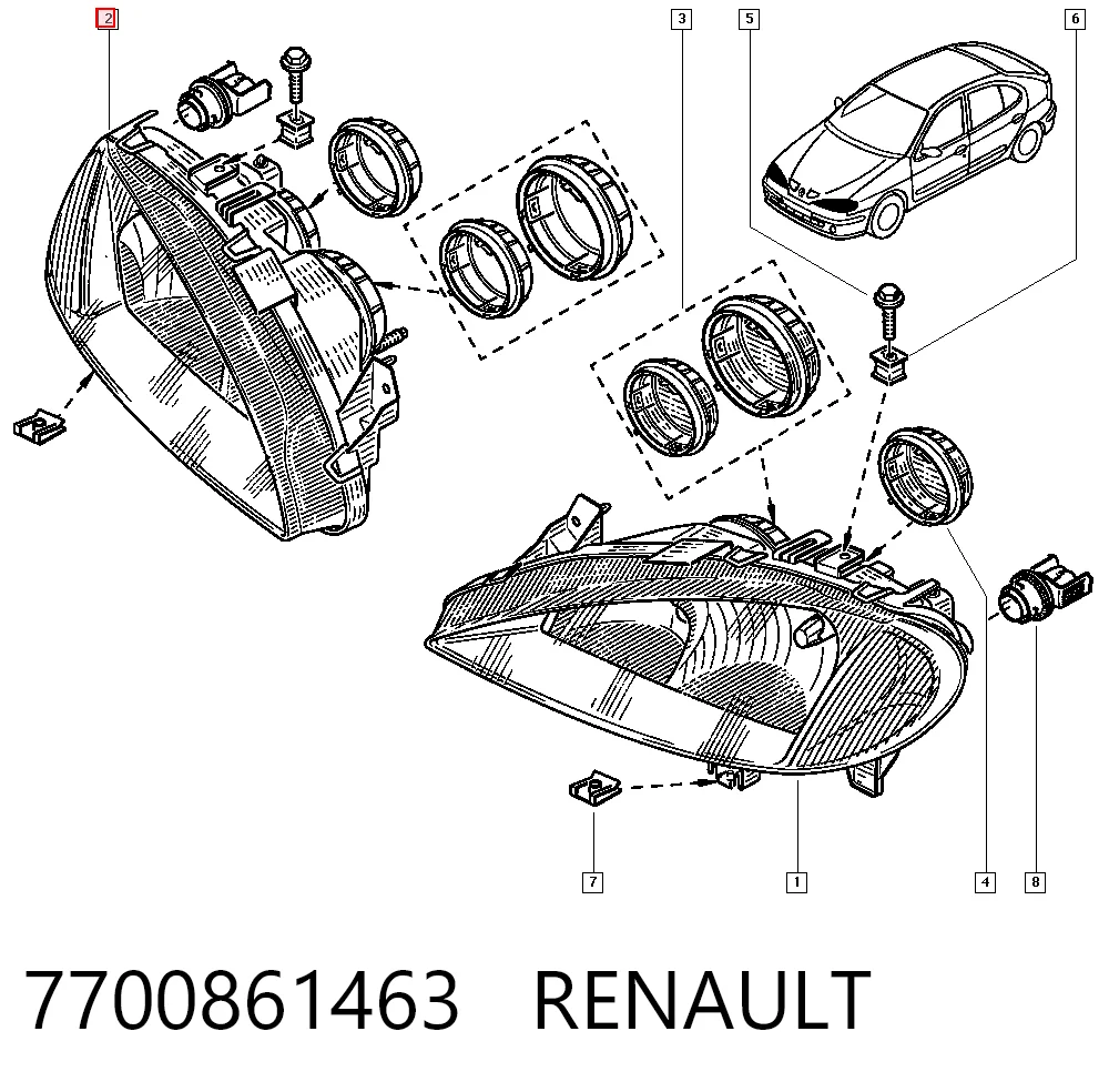  Фара права Renault Megane 1