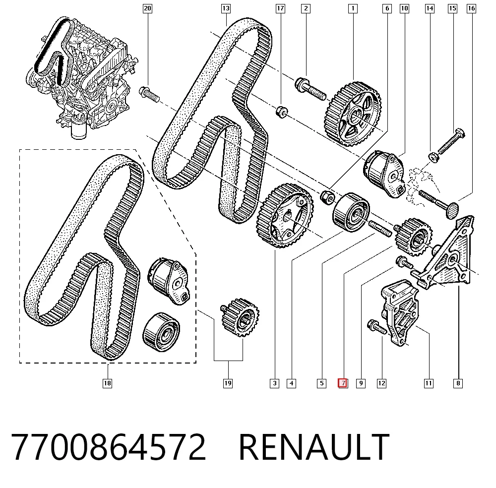 Паразитний провідний ролик на Renault Laguna I B56, 556