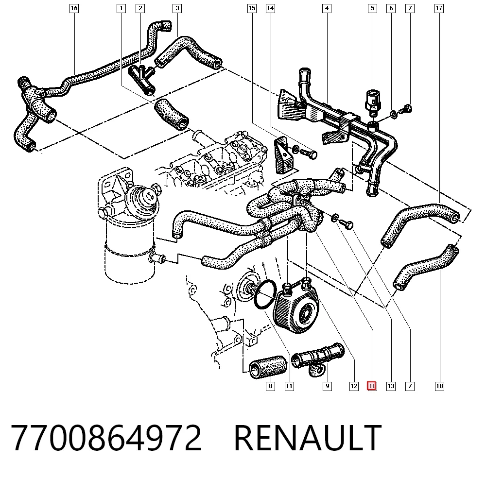 Шланг/патрубок системи охолодження Renault 19 II хетчбек (B53, C53) (1992 - 1995) ціна, від 14.38 USD