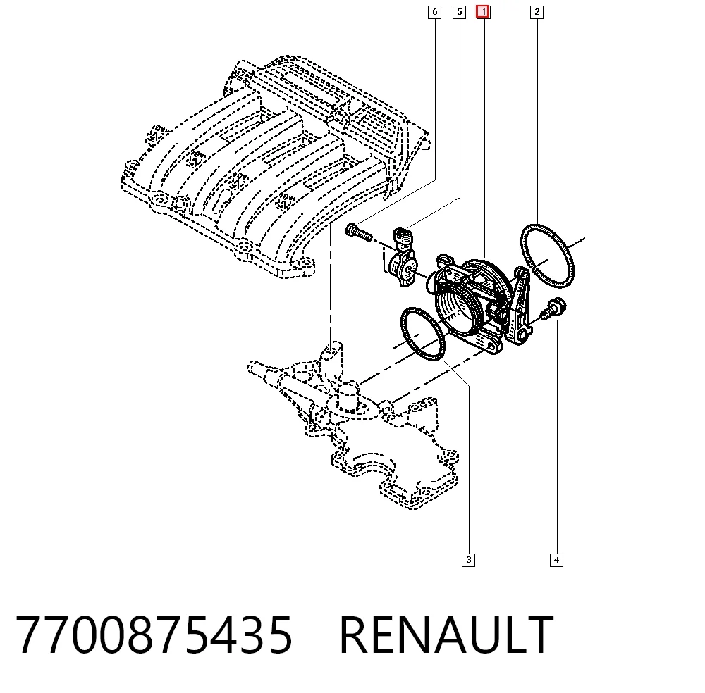 7700875435 Renault (RVI) Дросільна заслінка в зборі