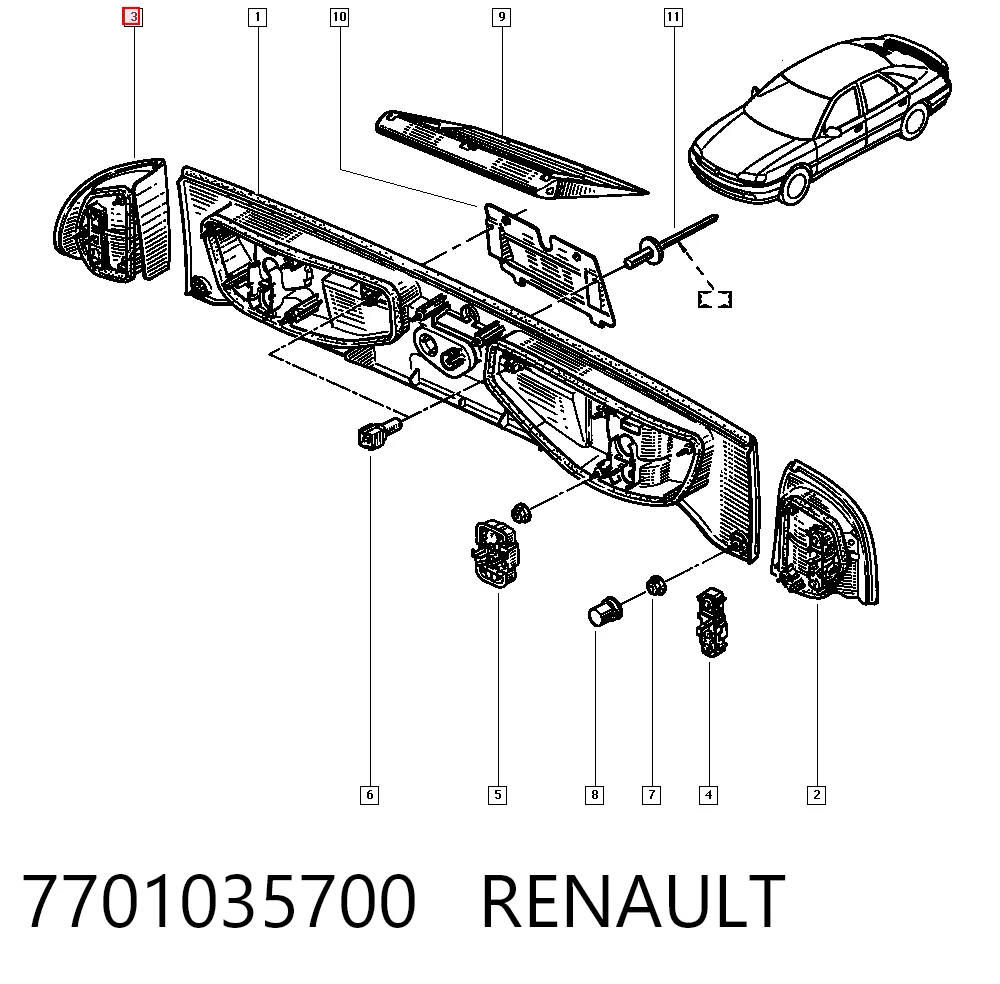 Ліхтар задній правий на Renault Safrane I B54