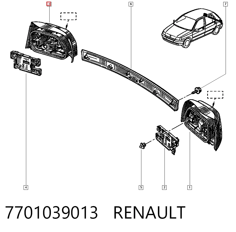 Ліхтар задній правий на Renault Clio I BC57, 5357