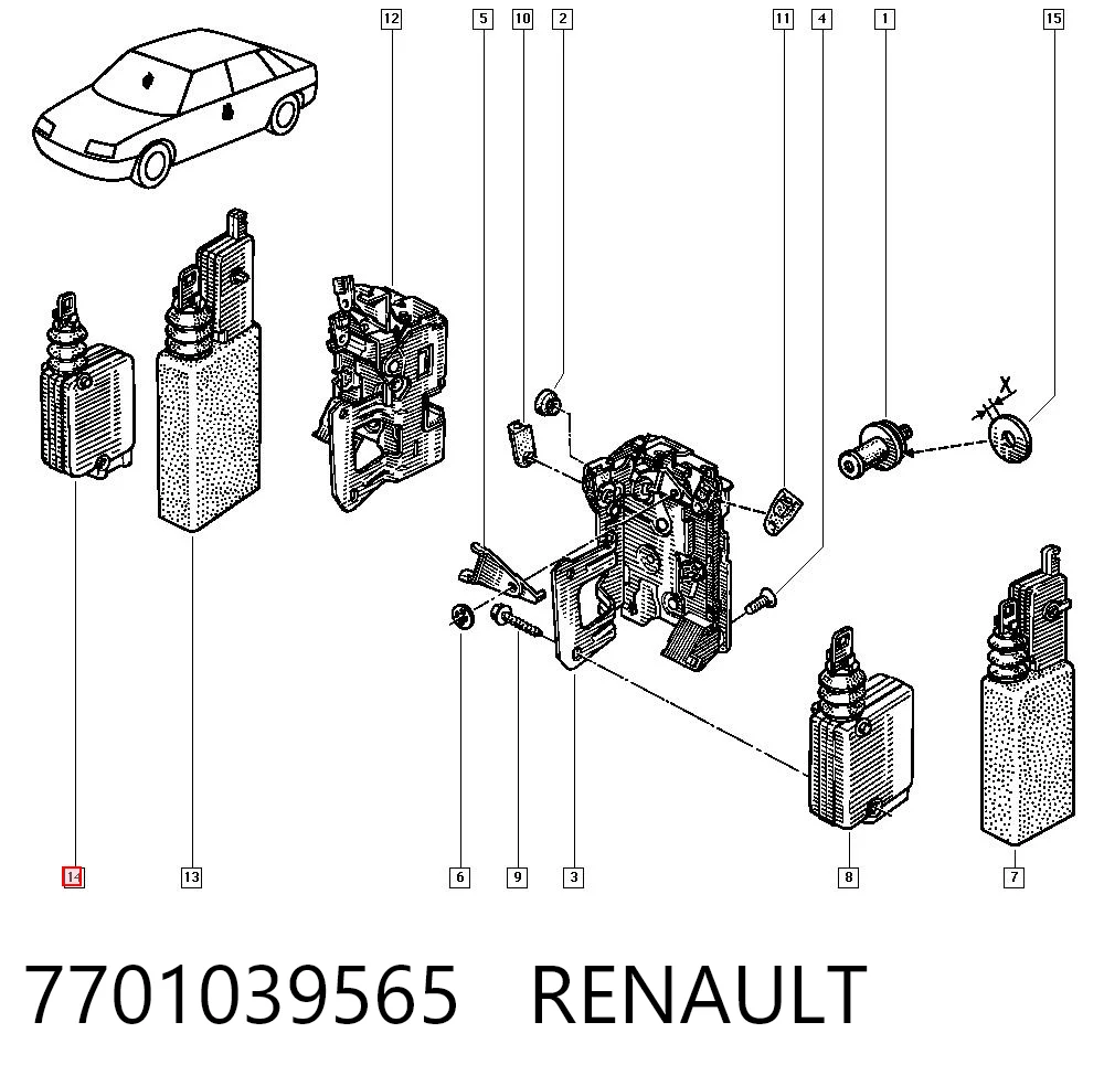 7701039565 Renault (RVI) Мотор-привід відкр закр. замка дверей