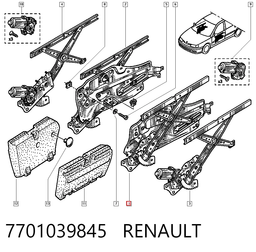 Купити Склопідйомник передньої лівої двері Renault Laguna I B56, 556