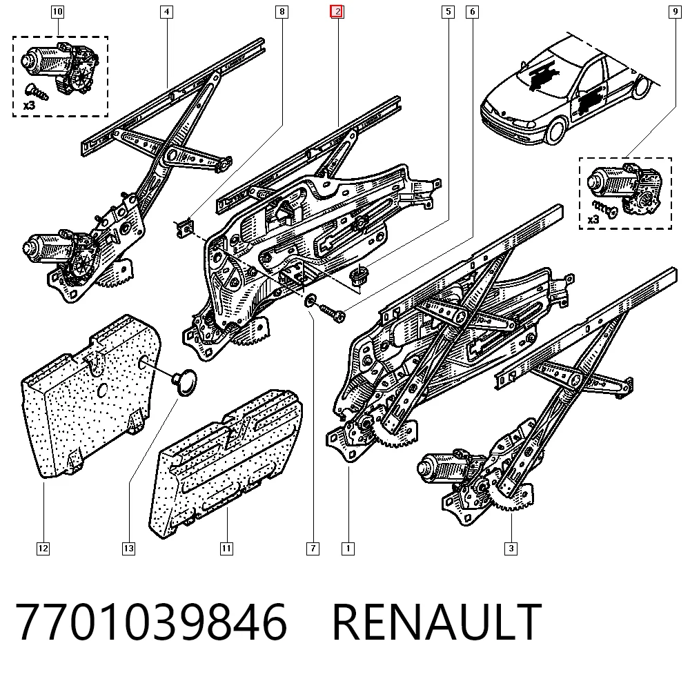 Склопідйомник (механізм переміщення скла) на Renault Laguna I B56, 556