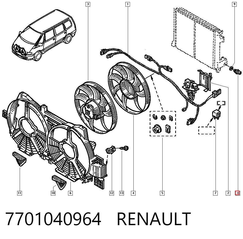 Купити Датчик включення вентилятора Renault Laguna II BG0, BG1
