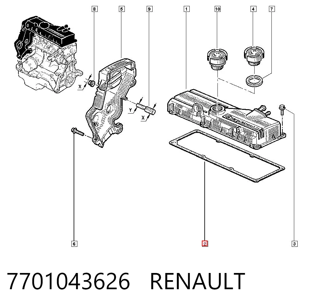 Прокладка клапанної кришки двигуна Renault Megane SCENIC мінівен (JA0, JA1) (1996 - 2001) ціна, від 5.18 USD