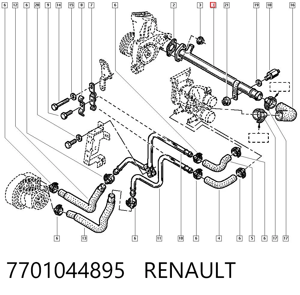 Шланг термостата на Renault Master II CD, HD, U0D