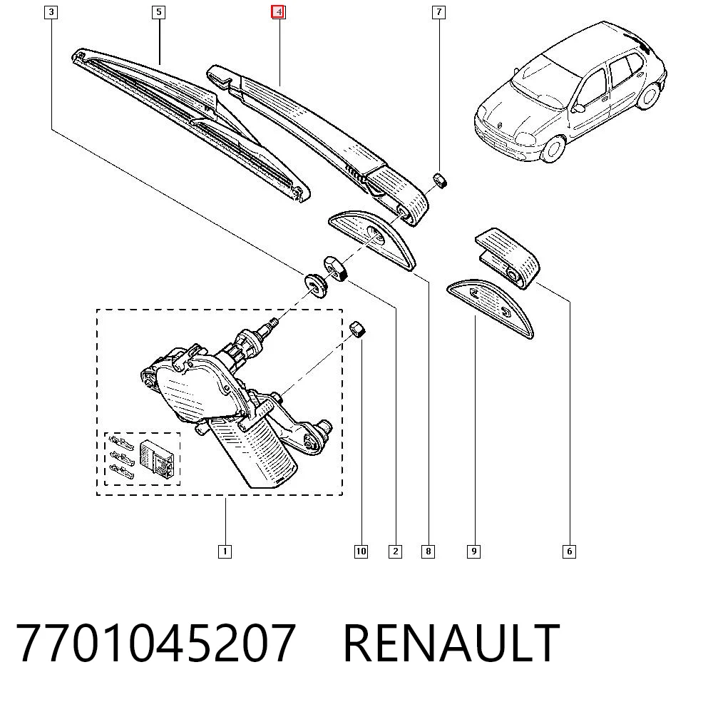 7701045207 Renault (RVI) Важіль-поводок двірника заднього скла