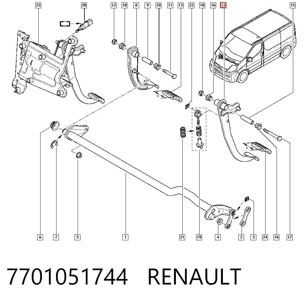 Купити 4654000QAD Renault (RVI) Педаль зчеплення