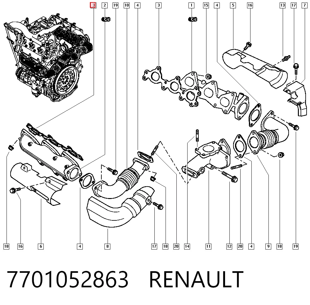 Прокладка випускного колектора Renault Vel Satis хетчбек (BJ0) (2002 - 2009) ціна, від 9.15 USD