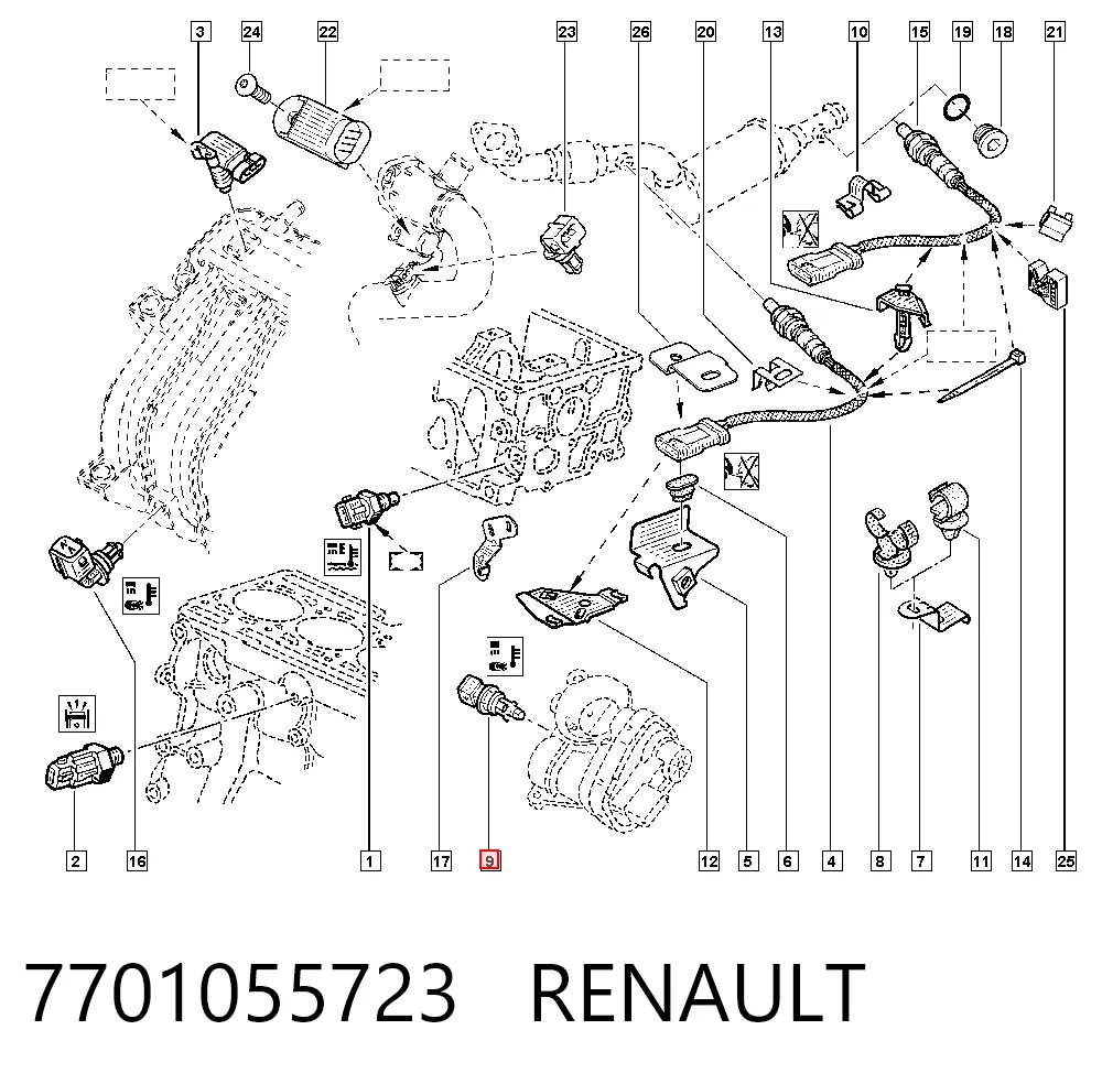 Датчик температури повітряної суміші Renault Modus мінівен (JP0) (2004 - 2012) ціна, від 7.43 USD