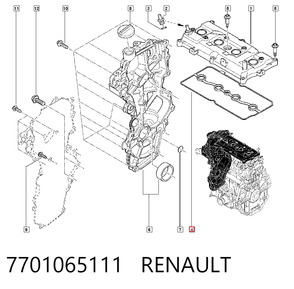 Прокладка клапанної кришки двигуна Renault Megane IV