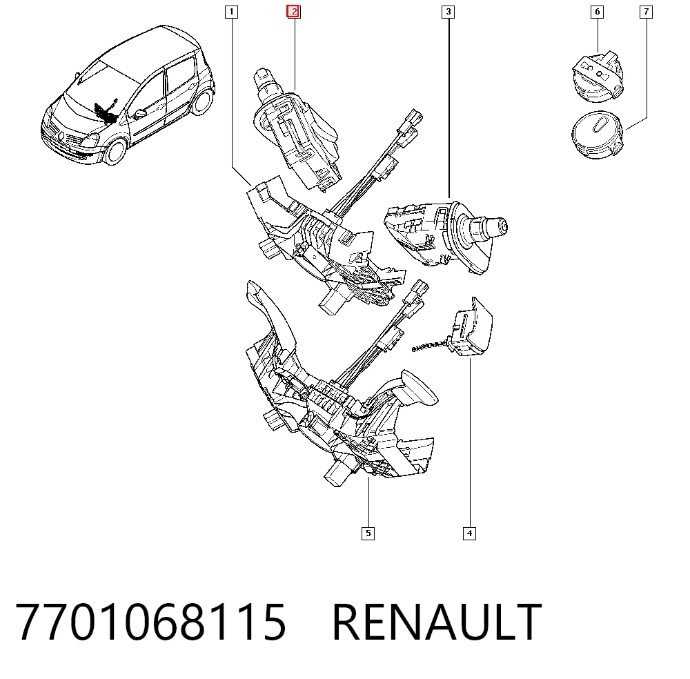 7701068115 Renault (RVI) Перемикач підрульовий, правий
