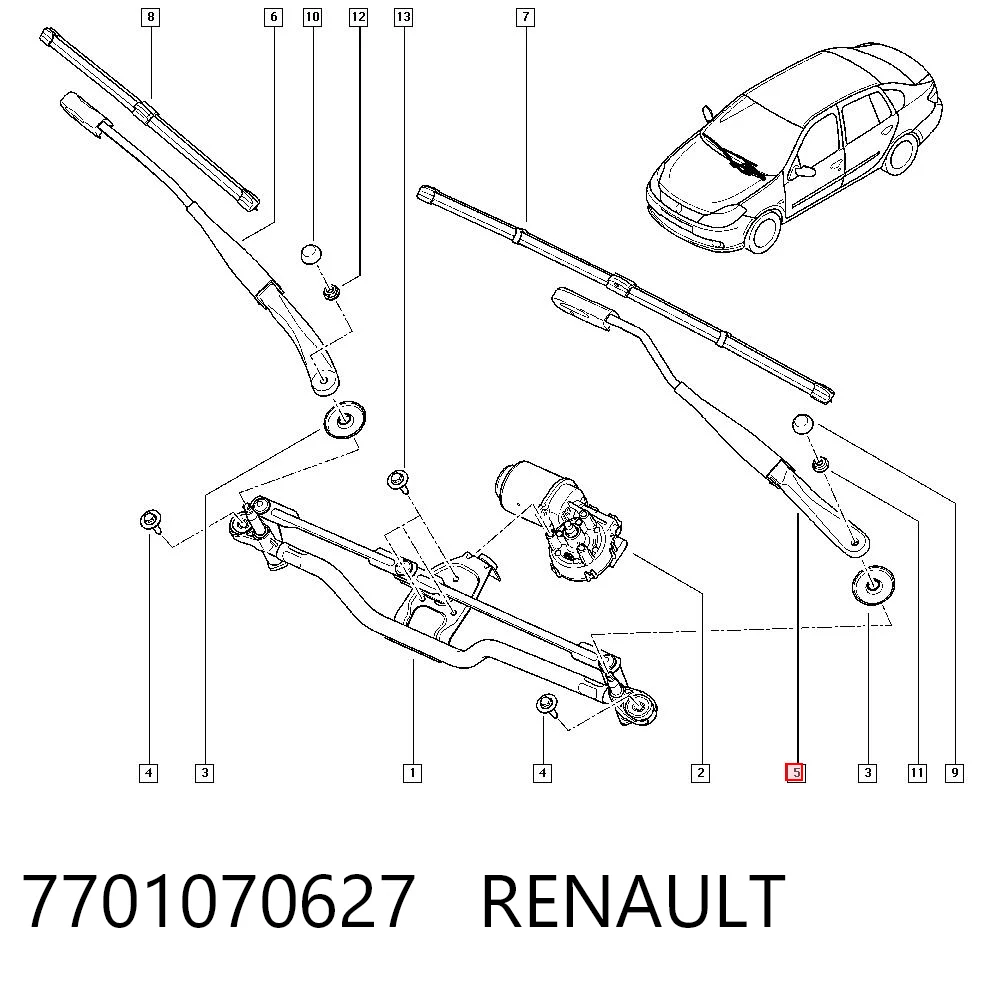 Ричаг двірника на Renault Clio SYMBOL LU