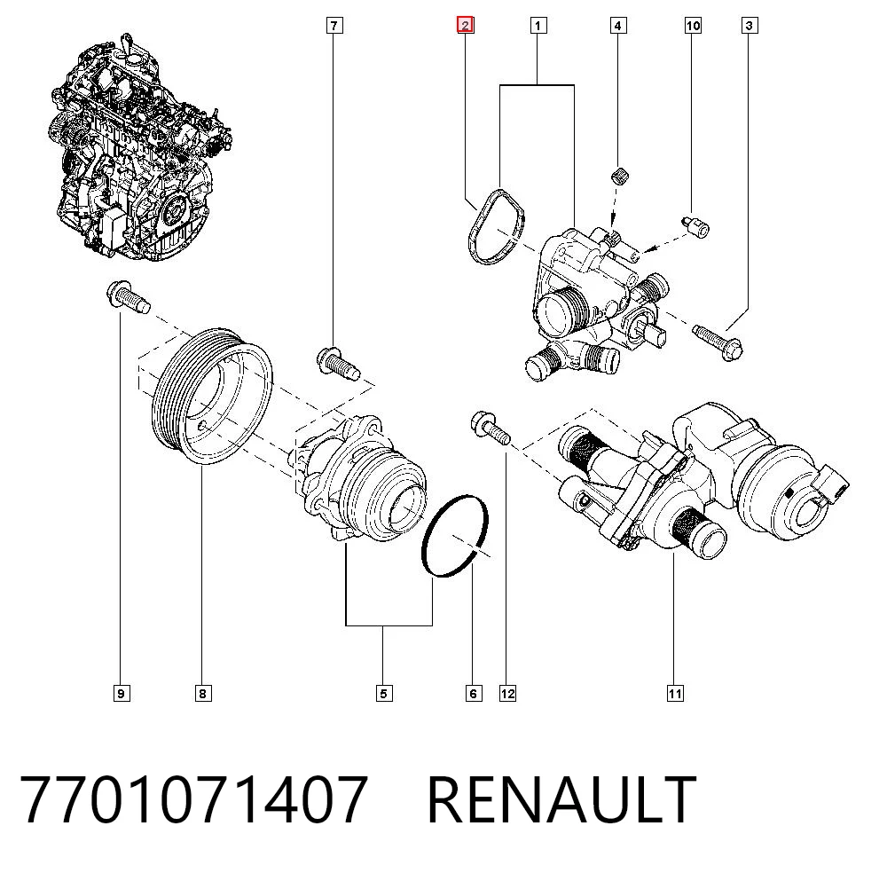  Прокладка термостата Renault Laguna 3