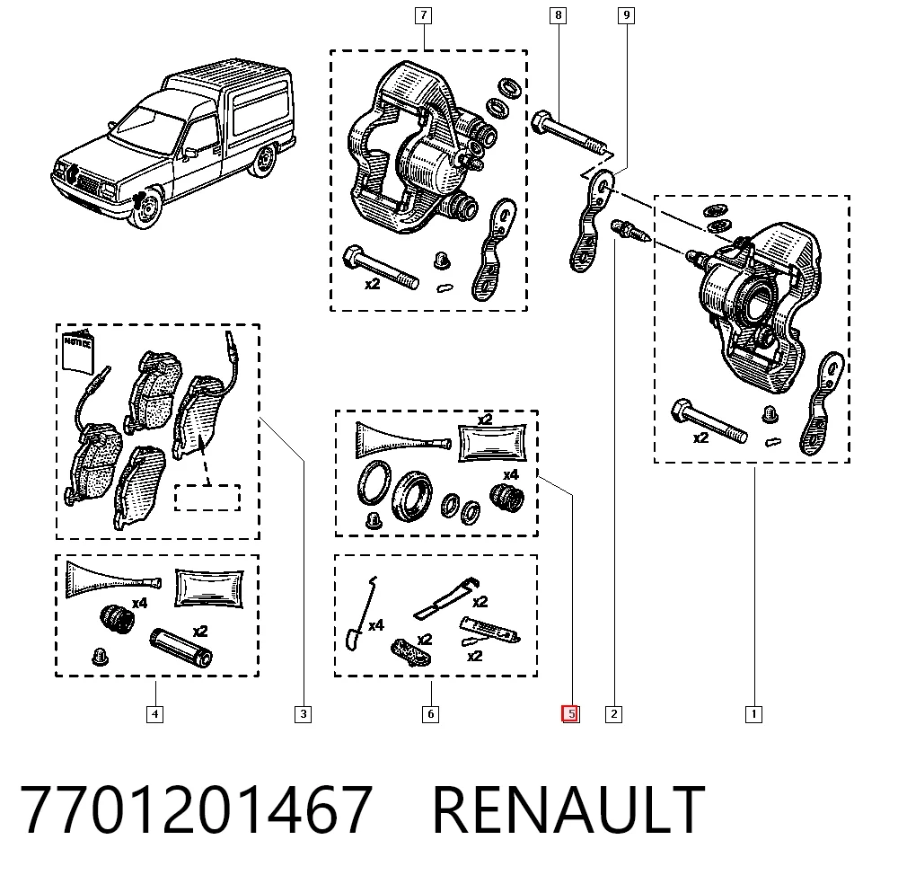 Ремкомплект супорту гальмівного переднього Renault 19 II хетчбек (B53, C53) (1992 - 1995) ціна, від 10.30 USD