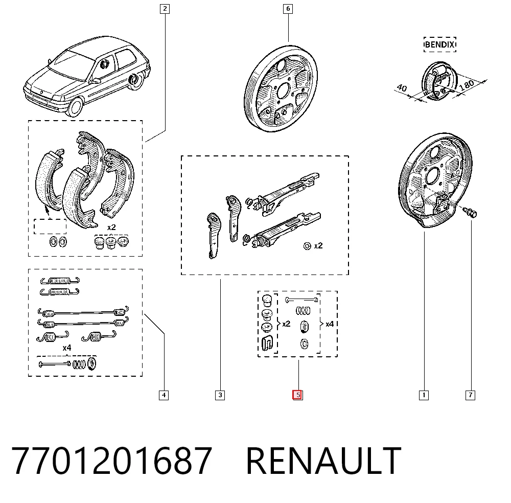 Монтажний комплект задніх барабанних колодок 771015B Jurid/Bendix