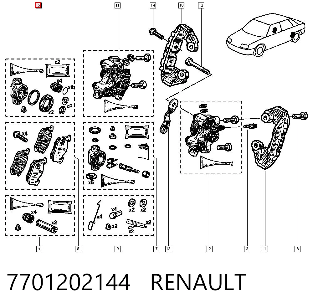 Ремкомплект супорту гальмівного заднього Peugeot 206 хетчбек (2A/C) (1998 - 2008) ціна, від 11.49 USD