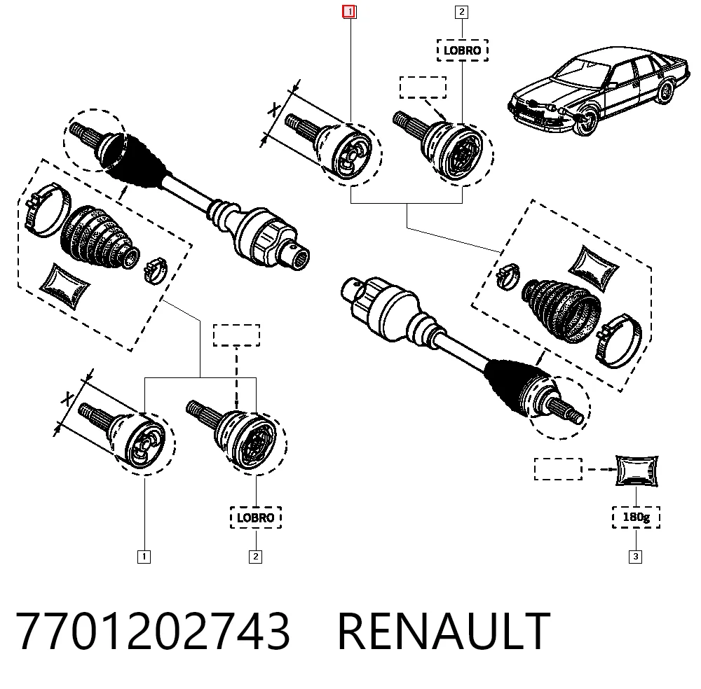 Пильник шарніра кутових швидкостей зовнішній передній Renault 25 хетчбек (B29) (1984 - 1993) ціна, від 5.44 USD