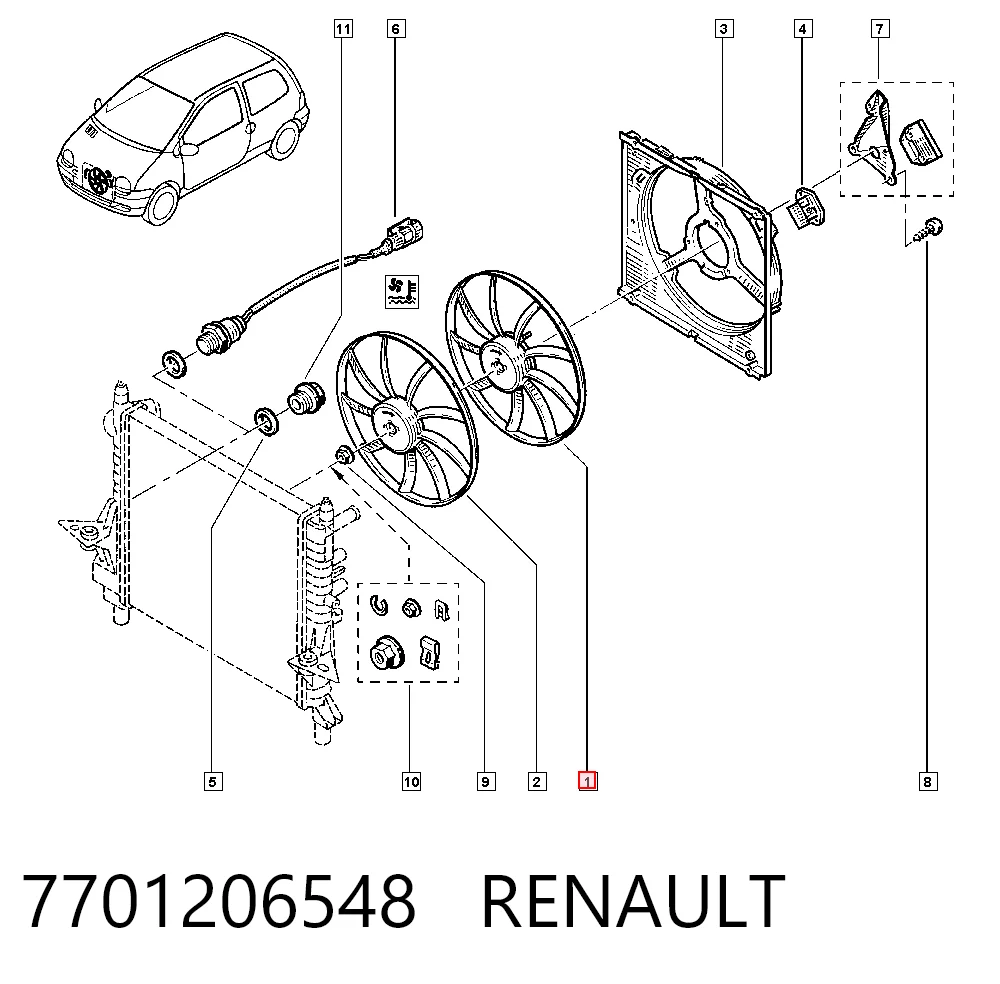 Електровентилятор радіатора на Renault Twingo I C06