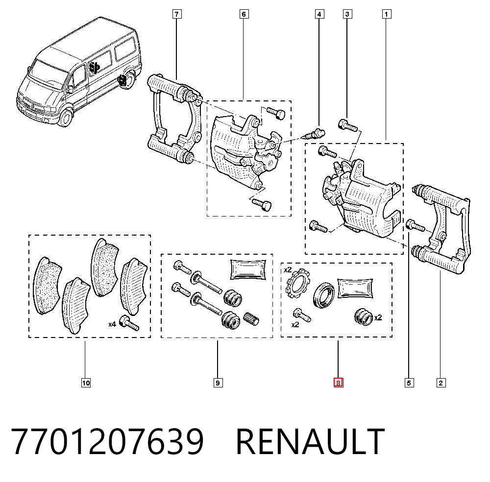 Ремкомплект заднього супорта Renault Master II