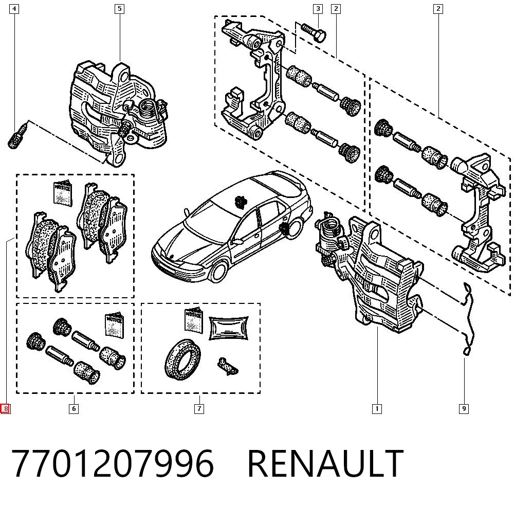 7701207996 Renault (RVI) Колодки гальмівні задні, дискові