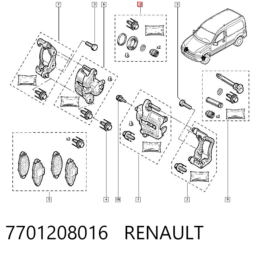 Ремкомплект суппорта гальмівного, переднього Ford 1048296