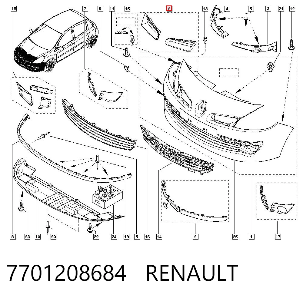 7701208684 Renault (RVI) Решітка радіатора