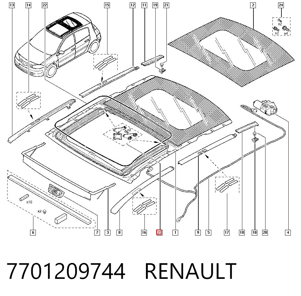 7701209744 Renault (RVI) Ремкомплект полозок люка