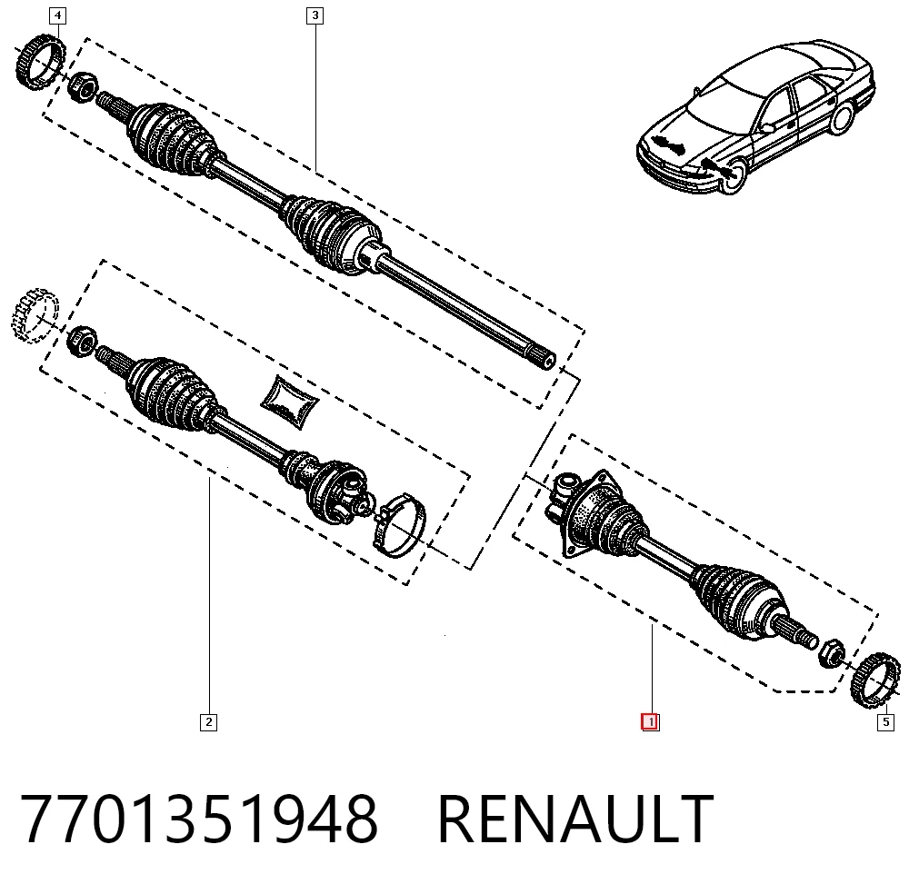 Привід передній лівий Renault Safrane I хетчбек (B54) (1992 - 1996) ціна, від 107.59 USD