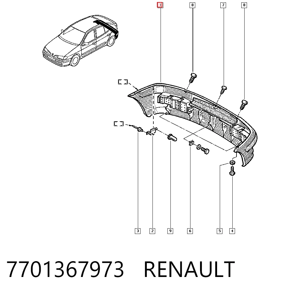 Буфер (бампер) задній на Renault Megane I EA0, EA1
