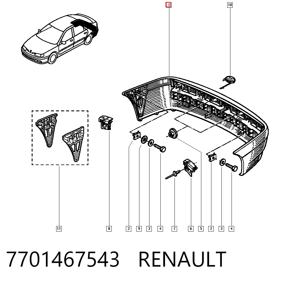 Буфер (бампер) задній на Renault Laguna I B56, 556