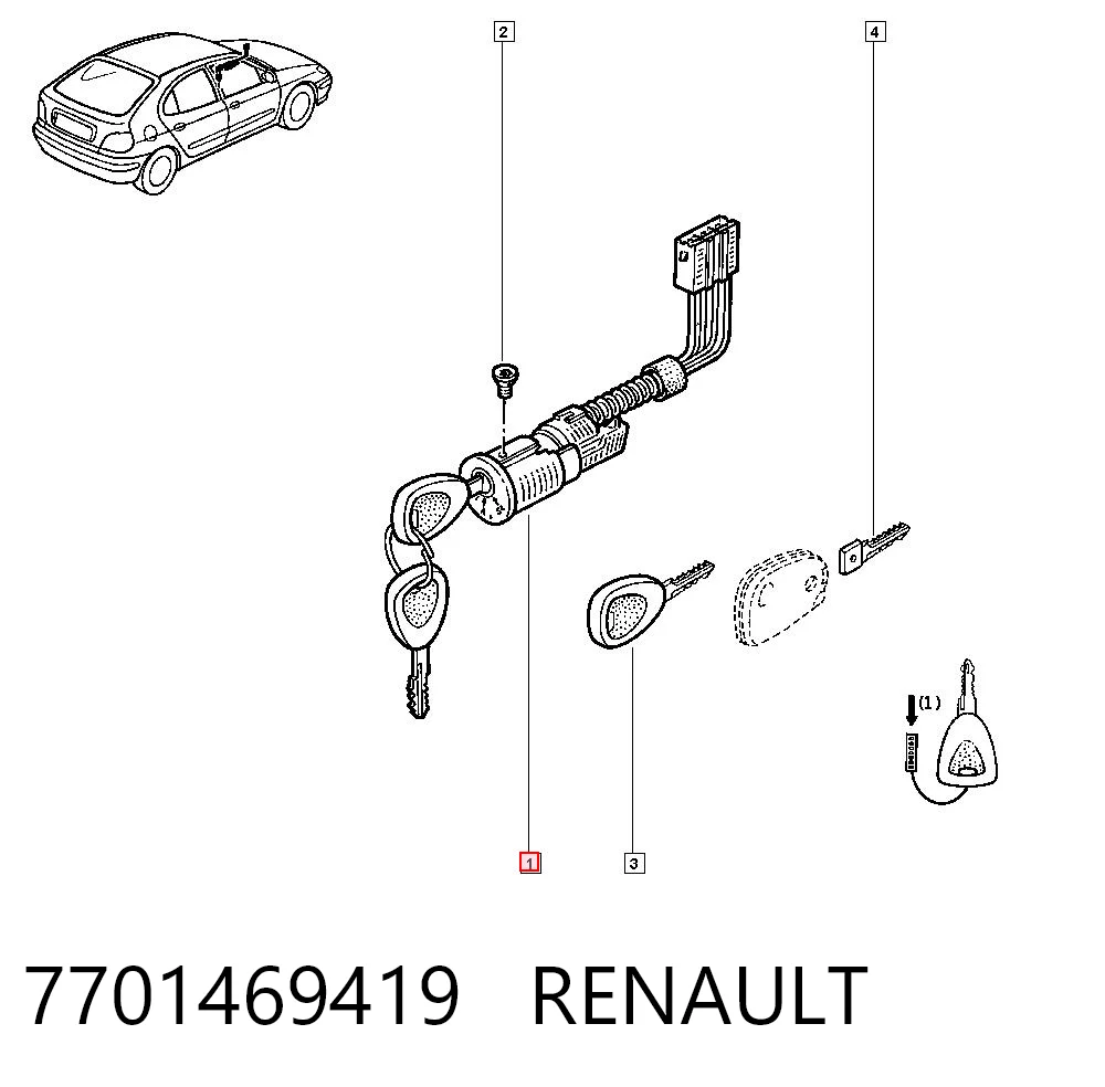 7701469419 Renault (RVI) Серцевина замка, комплект