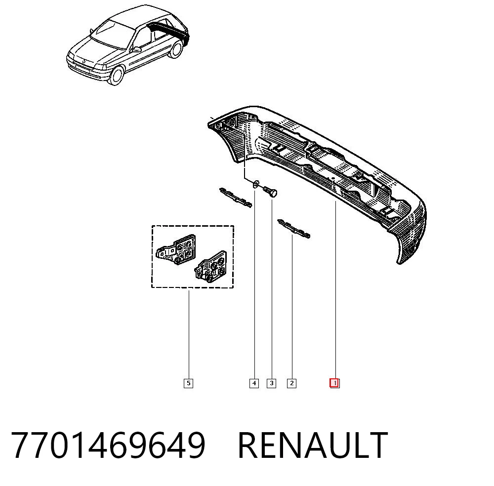Буфер (бампер) задній на Renault Clio I BC57, 5357