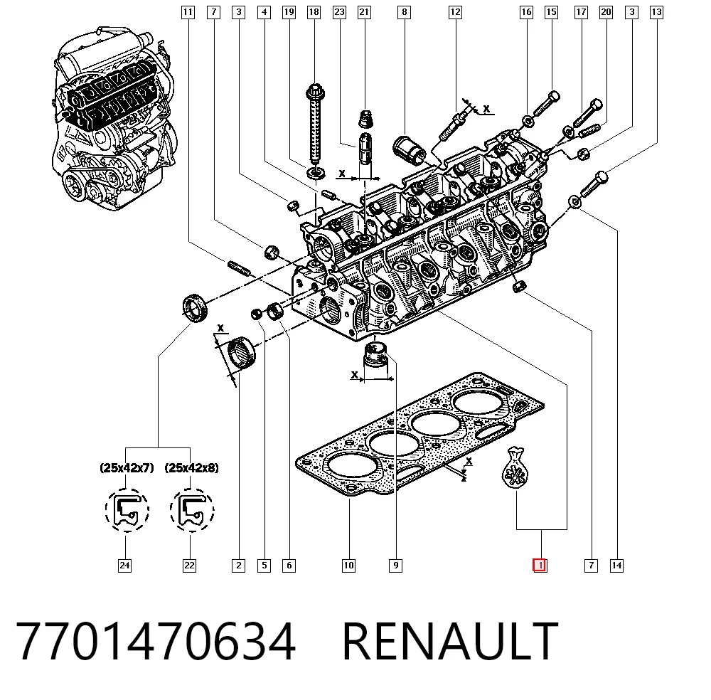 Головка циліндрів на Renault Clio I BC57, 5357